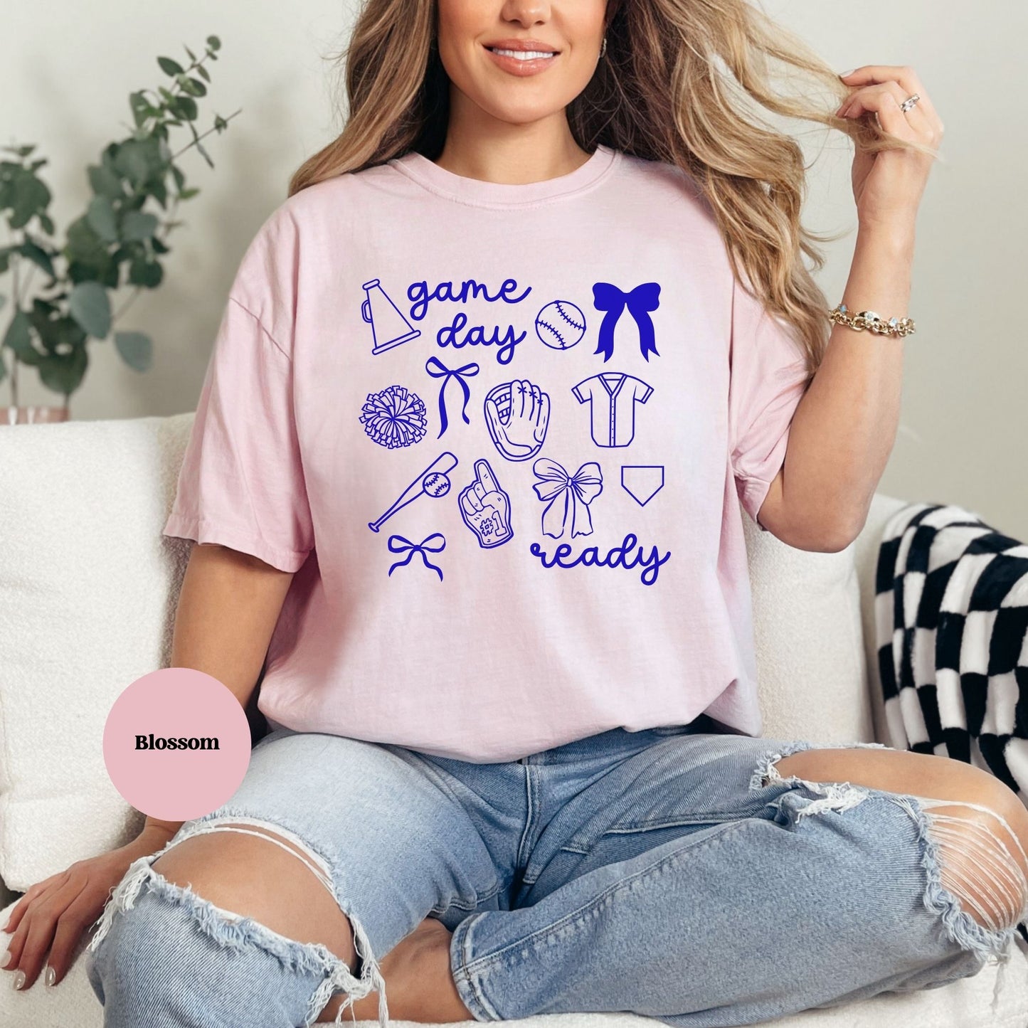 Game Day Ready Coquette Shirt with baseball details Blossom