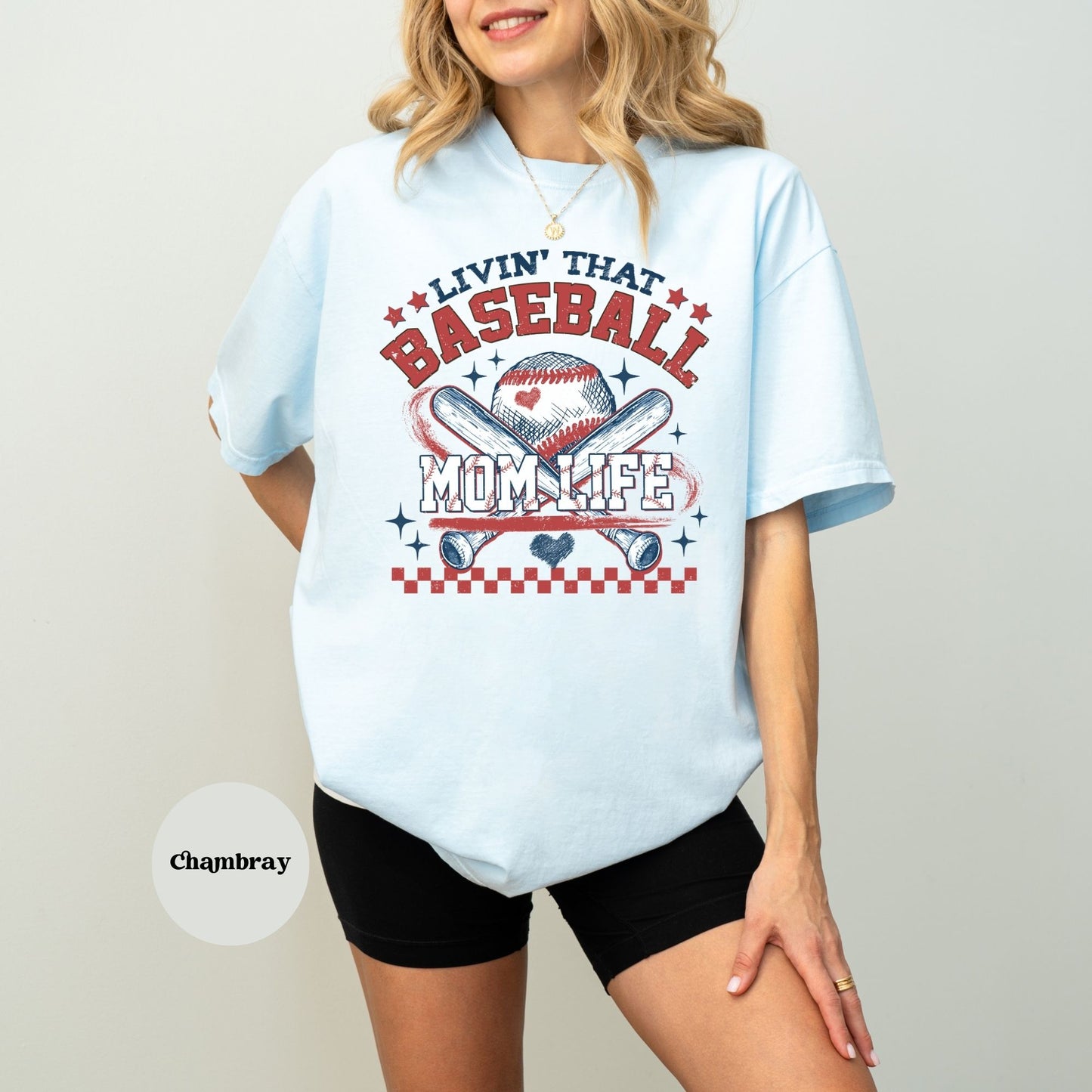 Living the Baseball Mom Life Shirt – Cute & Comfy Game Day Tee - Baby Blue