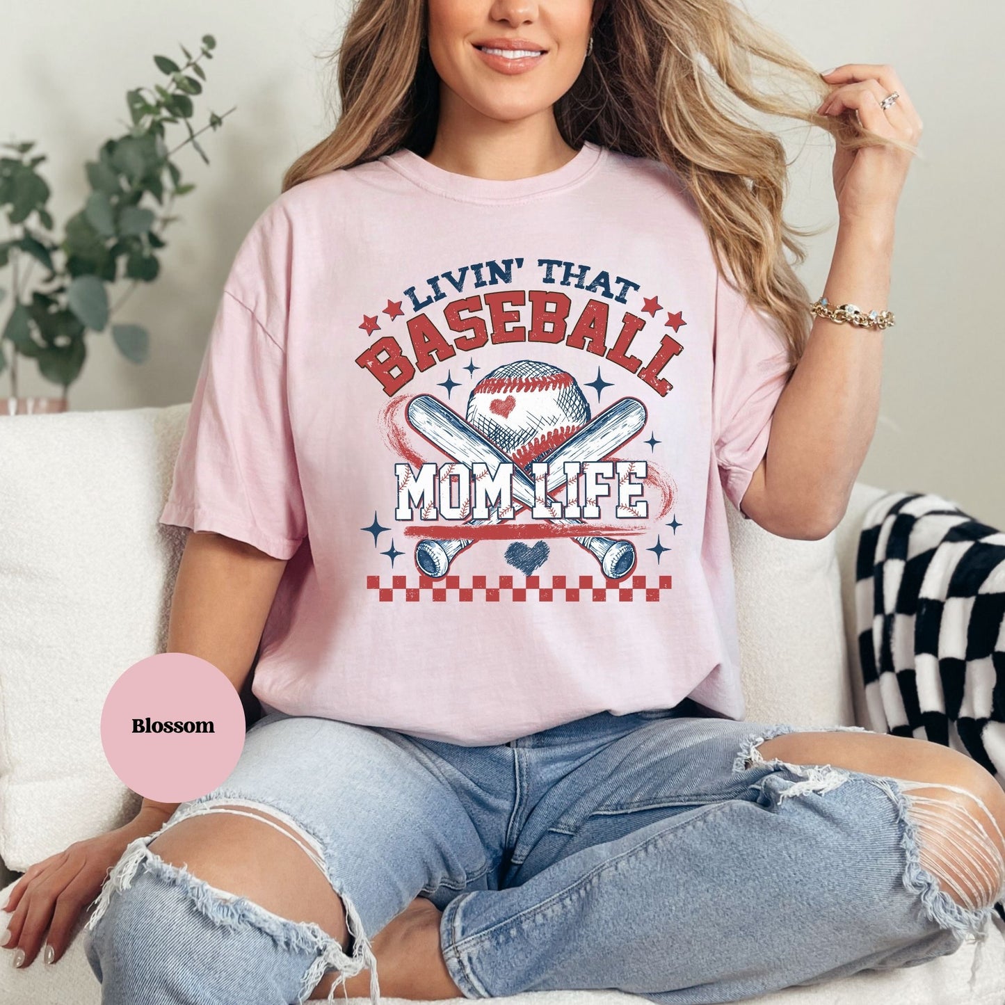 Living the Baseball Mom Life Shirt – Cute & Comfy Game Day Tee - Pink