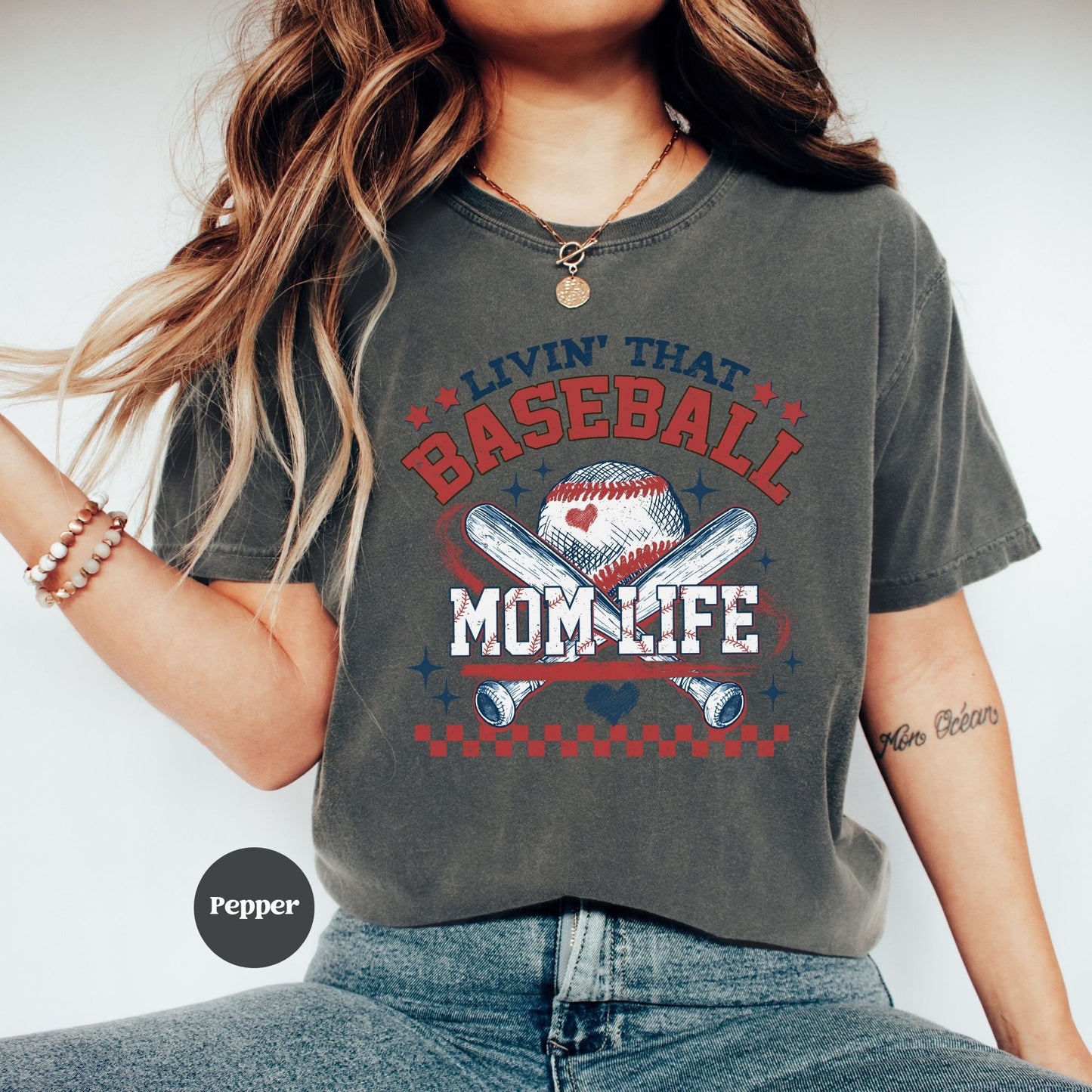 Living the Baseball Mom Life Shirt – Cute & Comfy Game Day Tee - Retro Black
