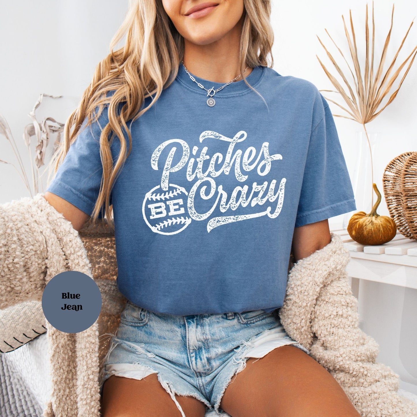 Pitches_Be_Crazy_Distressed_Shirt Blue Jean