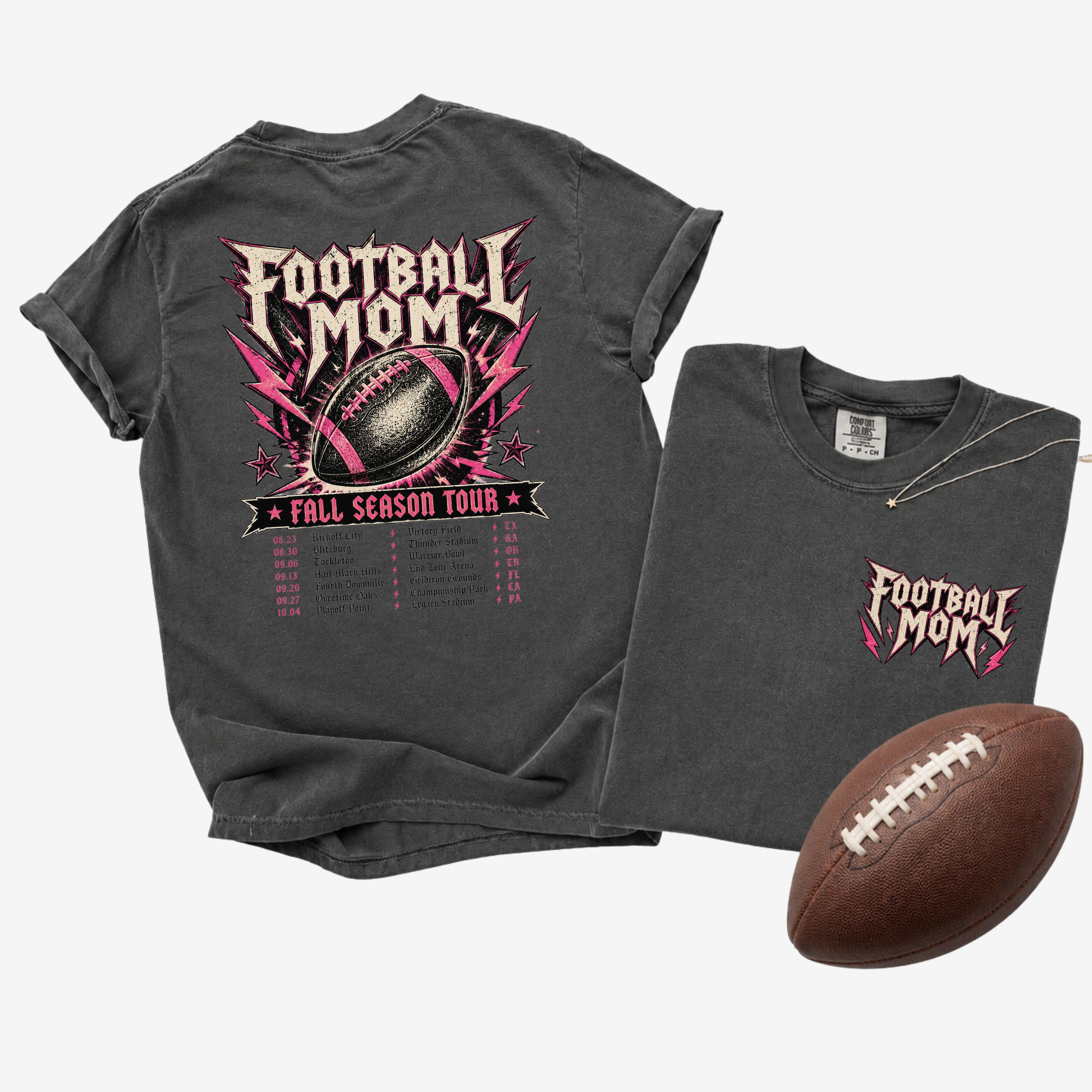 Football Mom Fall Season Tour Shirt | Comfort Colors Football Mom Tee