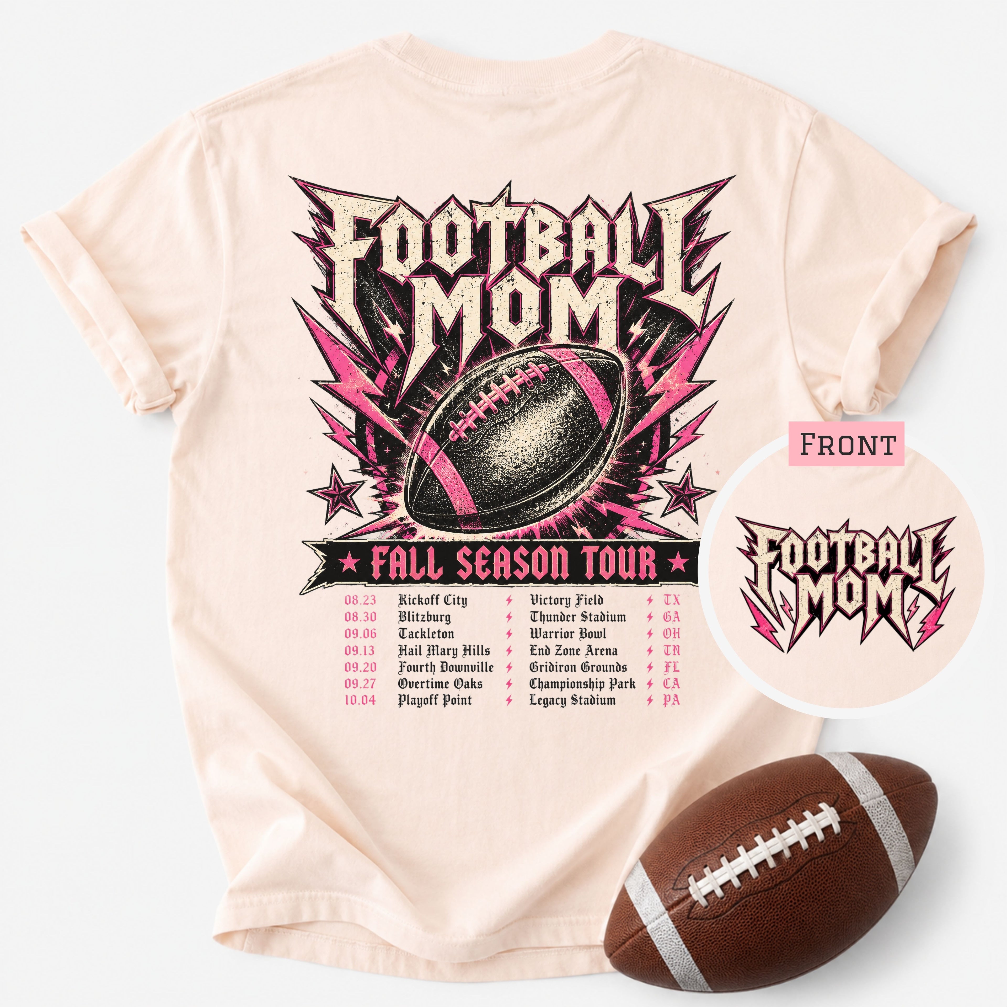 Football Mom Fall Season Tour Shirt | Comfort Colors Football Mom Tee