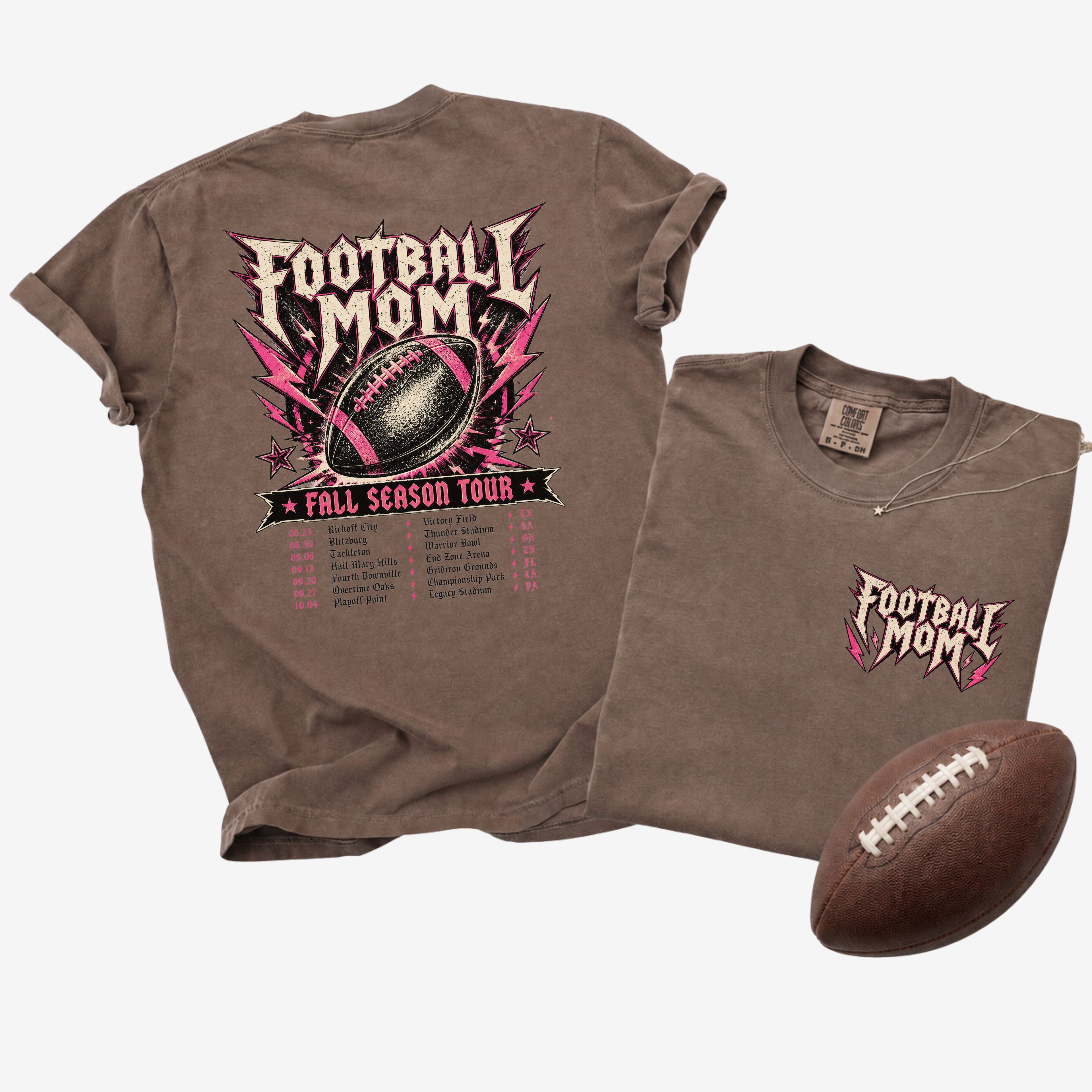 Football Mom Fall Season Tour Shirt | Comfort Colors Football Mom Tee