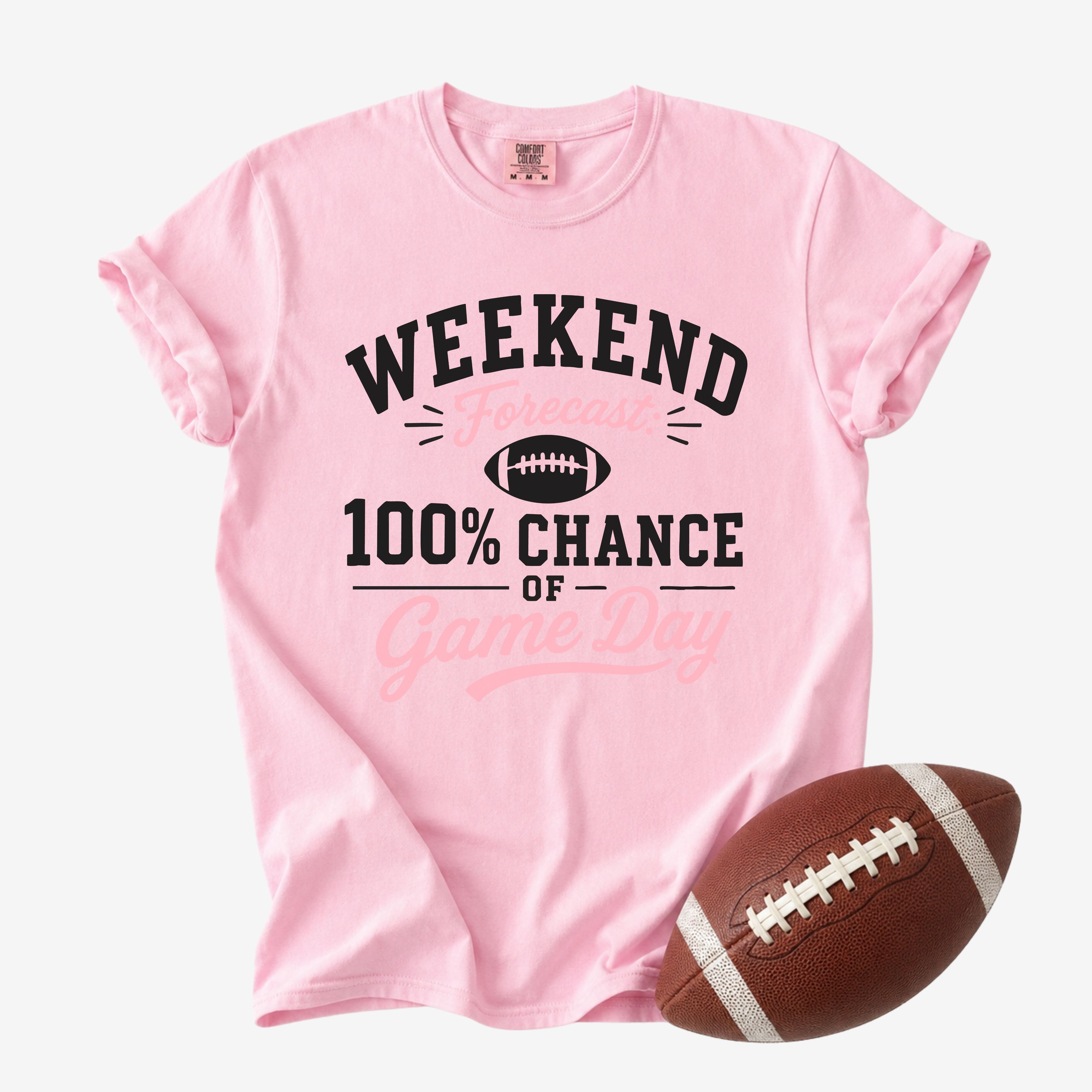 Weekend Forecast of Game Day Football Shirt | Comfort Colors Football Mom Tee