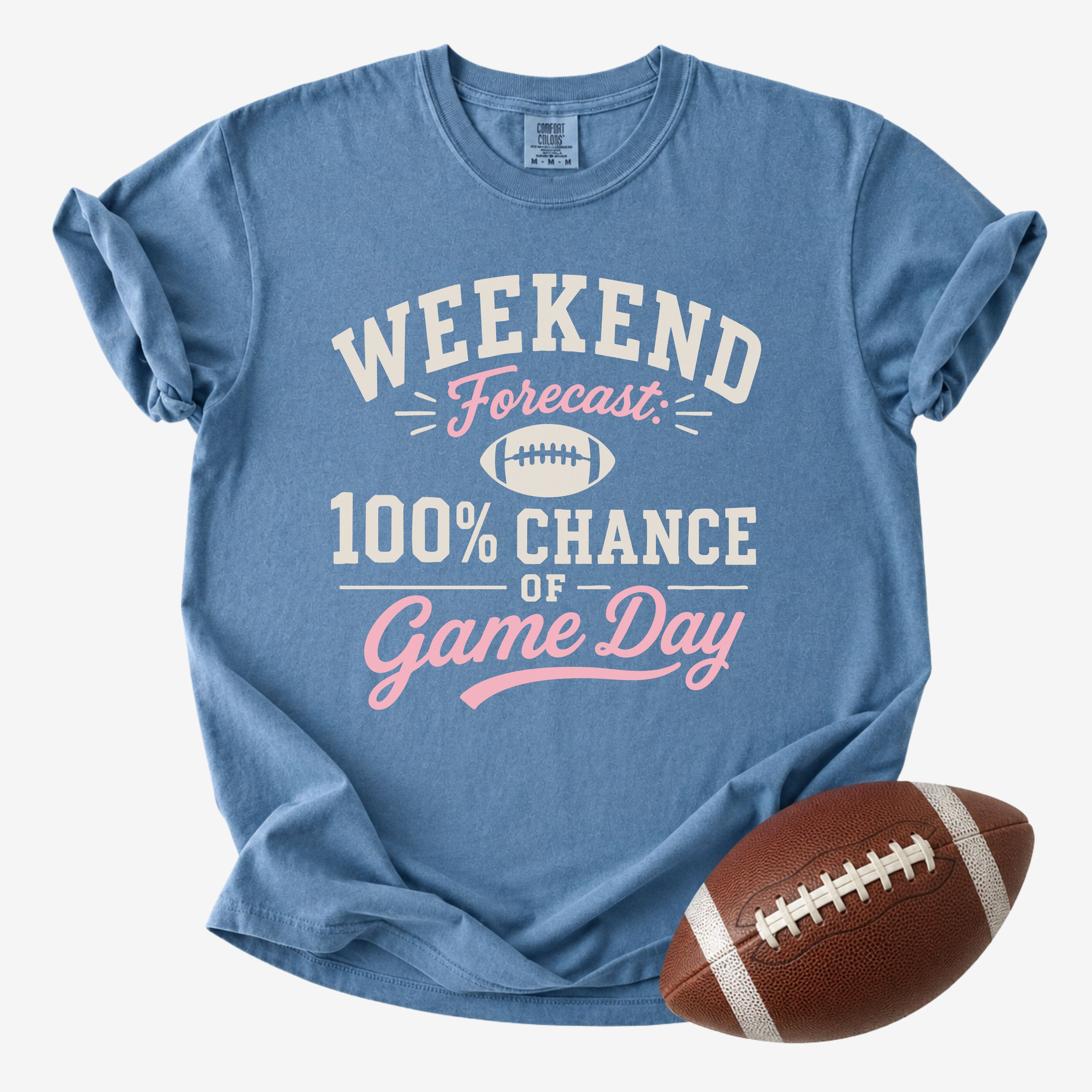 Weekend Forecast of Game Day Football Shirt | Comfort Colors Football Mom Tee