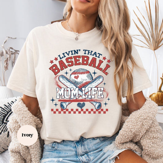 Living the Baseball Mom Life Shirt – Cute & Comfy Game Day Tee - Ivory