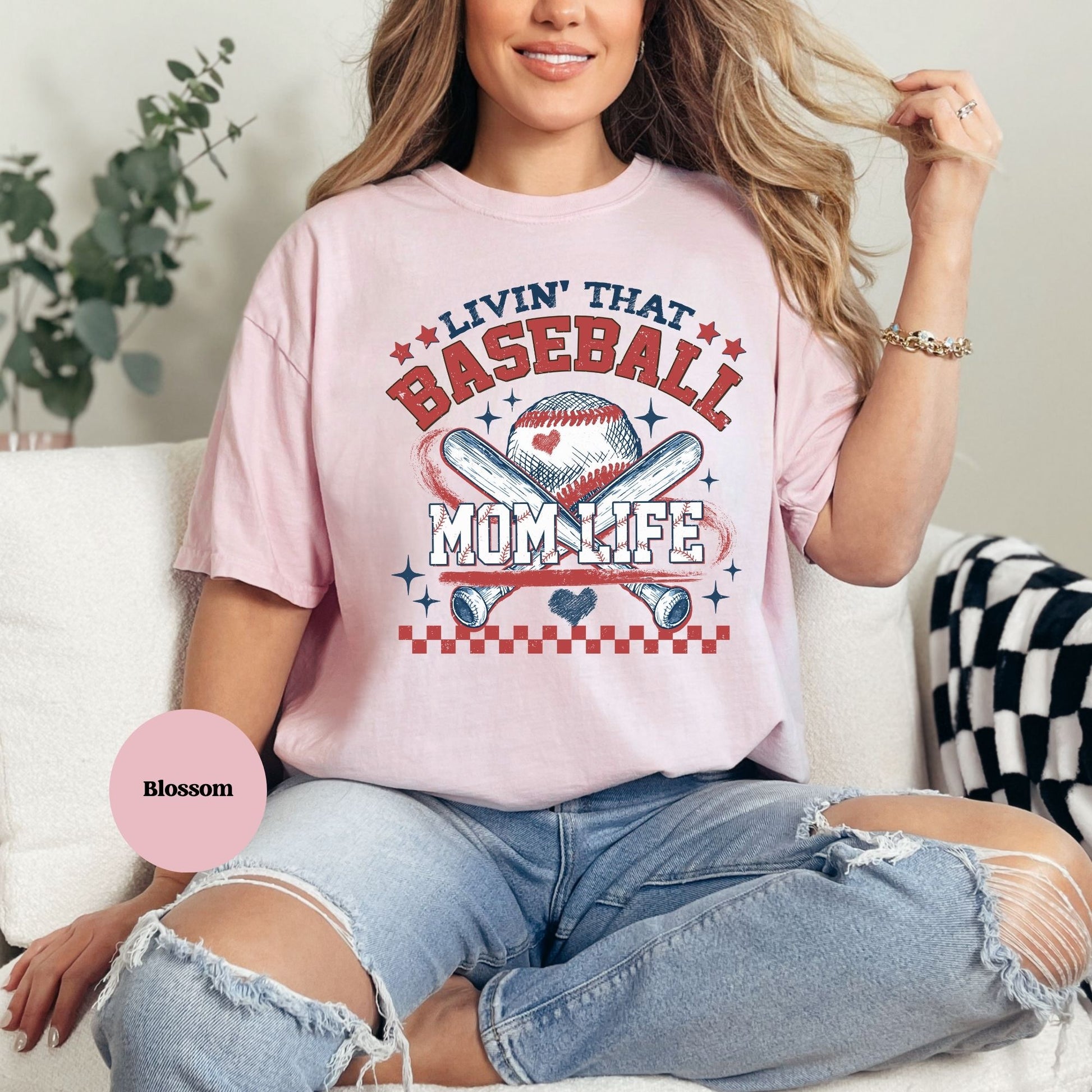 Living the Baseball Mom Life Shirt – Cute & Comfy Game Day Tee - Pink