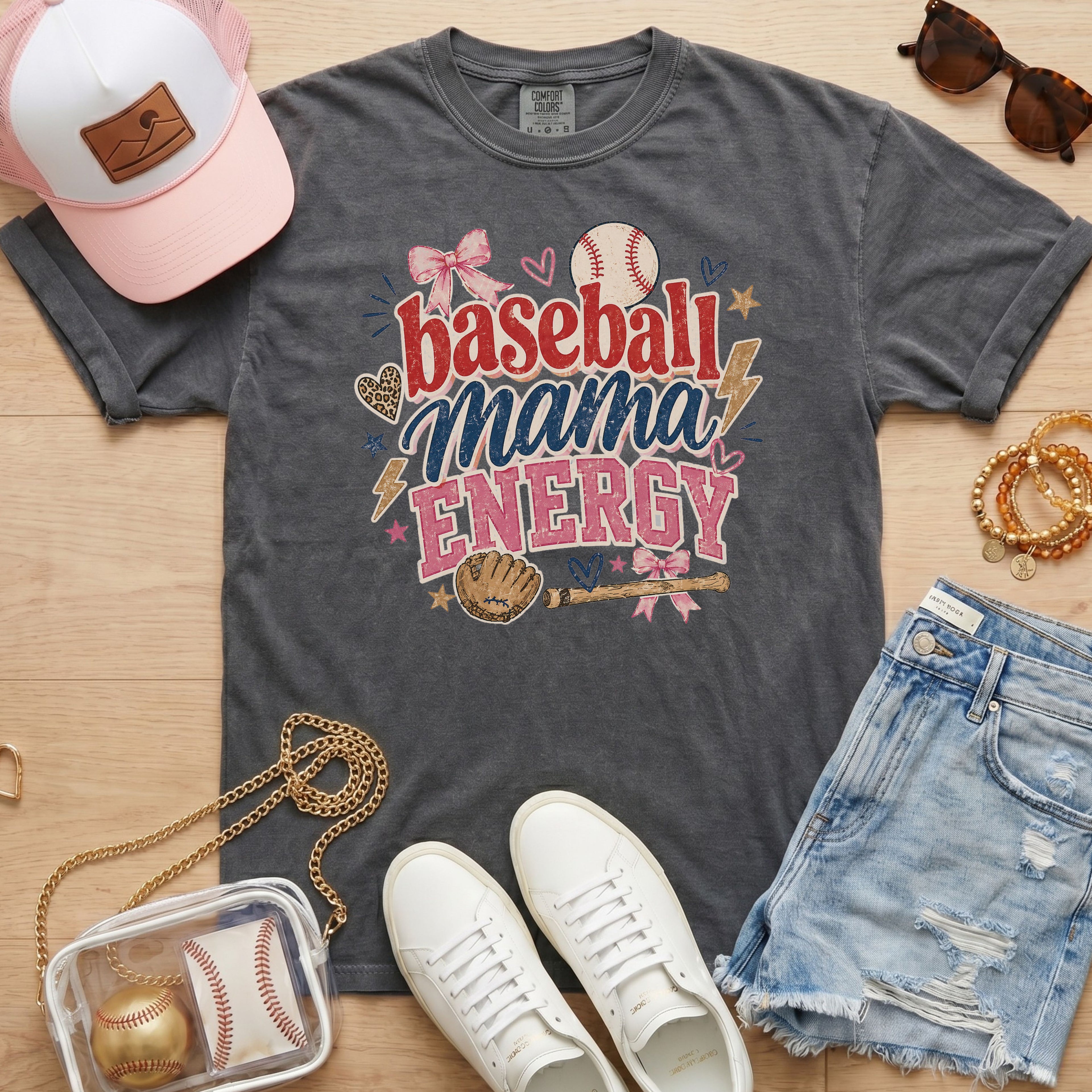 Baseball Mama Energy Shirt | Comfort Colors Baseball Mom Tee | Game Day Gift for Sports Moms