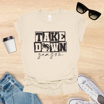 take down season wrestling shirt beige