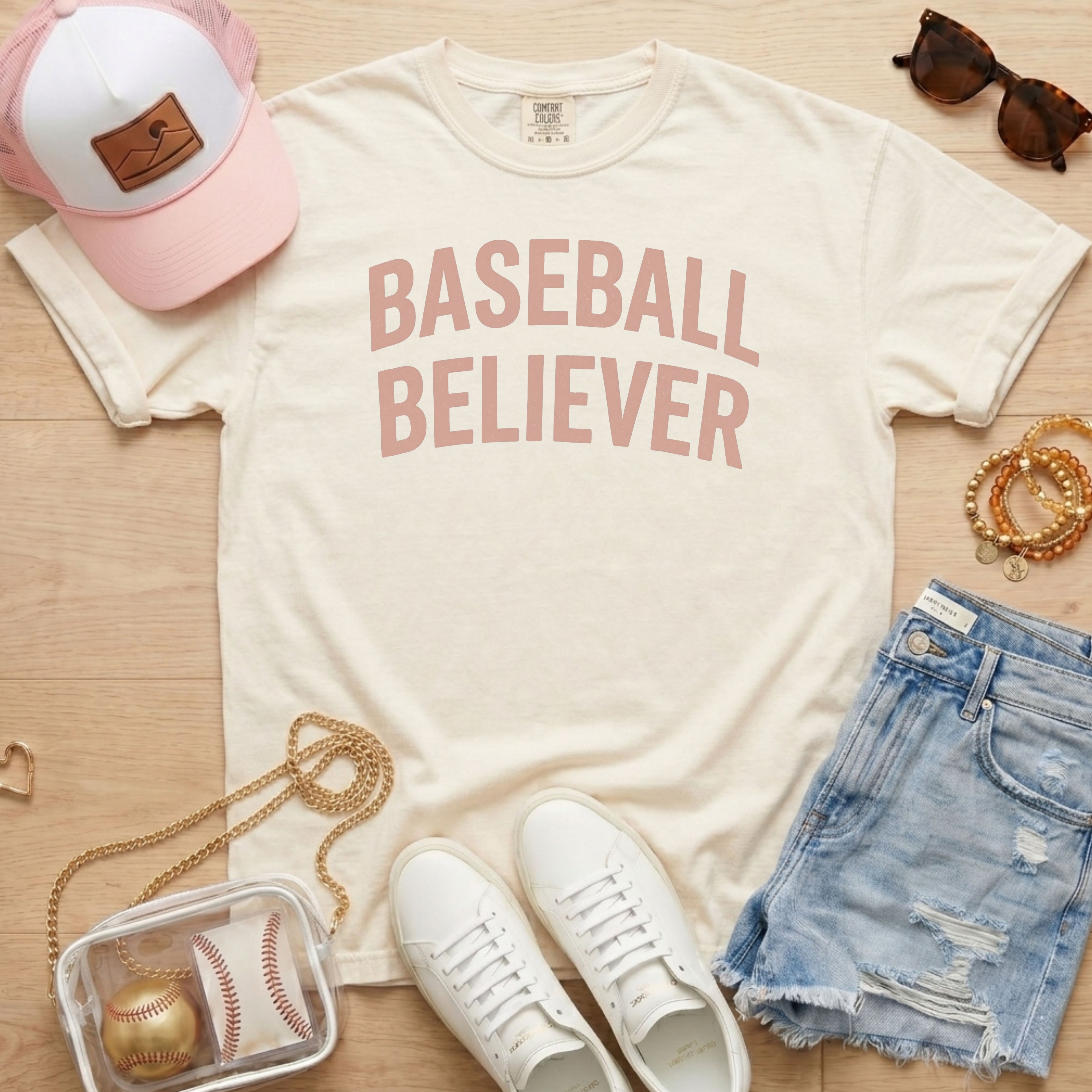 baseball believer shirt ivory baseball mom neutral game day tee