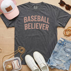 baseball believer shirt gray baseball mom outfit casual game day shirt