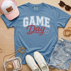 Blue jean Baseball Game Day Heart T-Shirt for baseball moms and game day outfits