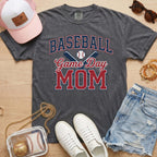 Pepper Comfort Colors baseball mom shirt with red and navy baseball game day mom graphic