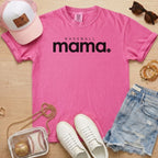 Vibrant crunchberry pink Baseball Mama t-shirt, premium Comfort Colors 1717 garment for sports mom gifts