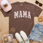 Espresso Baseball Mama shirt with baseball stitch design