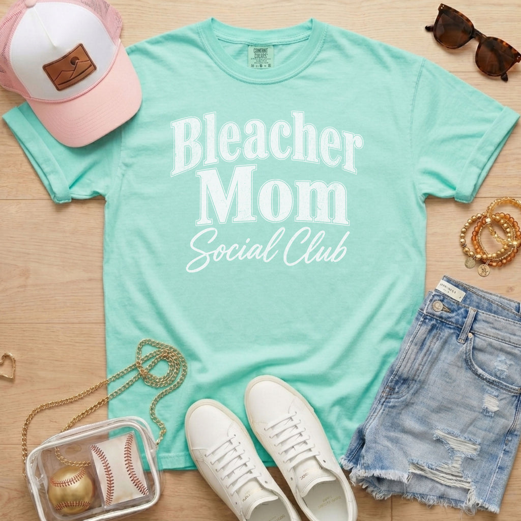 Chalky mint Bleacher Mom Social Club baseball mom shirt
