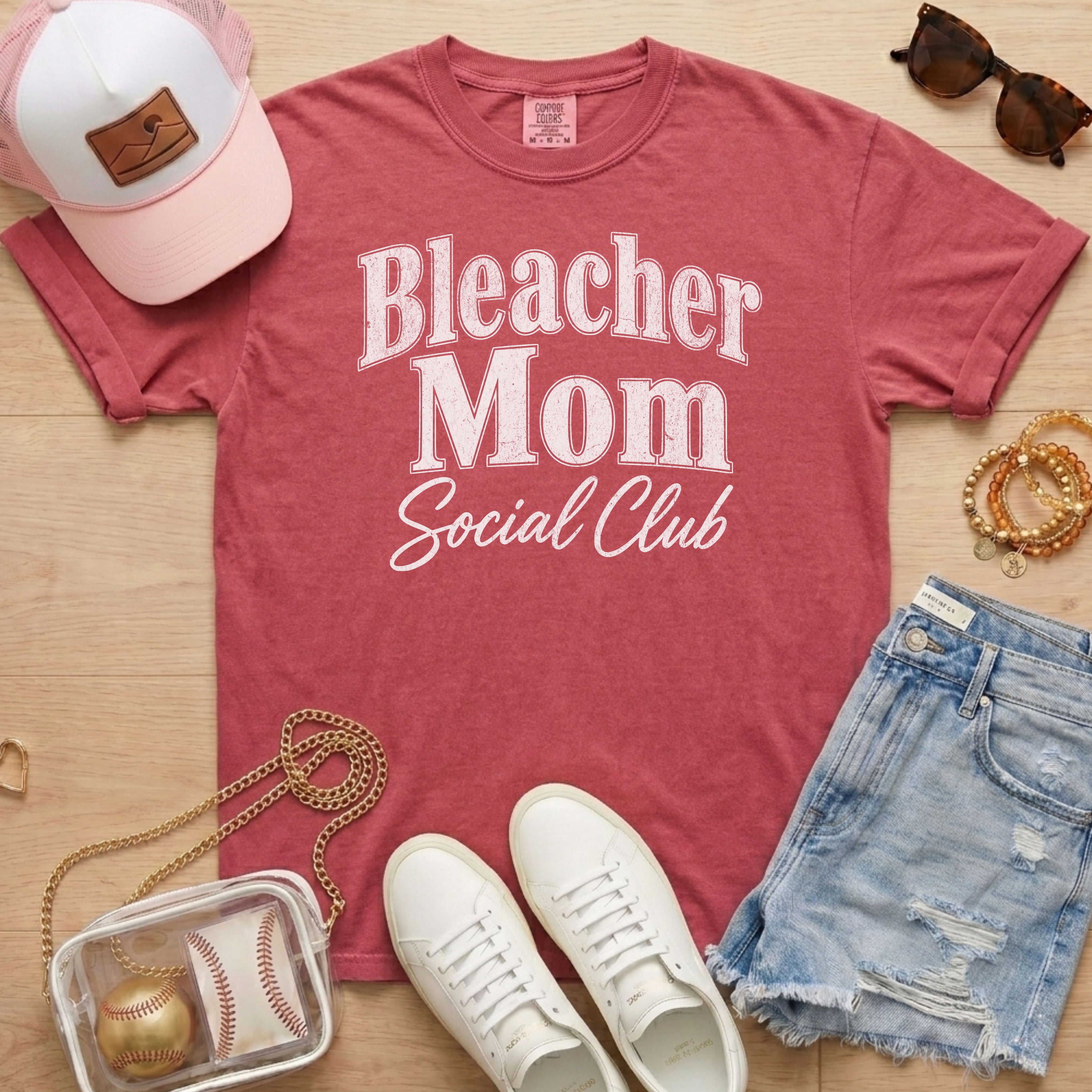 Crimson Bleacher Mom Social Club baseball mom shirt