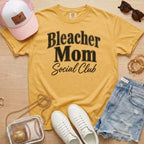 Mustard Bleacher Mom Social Club baseball mom graphic tee