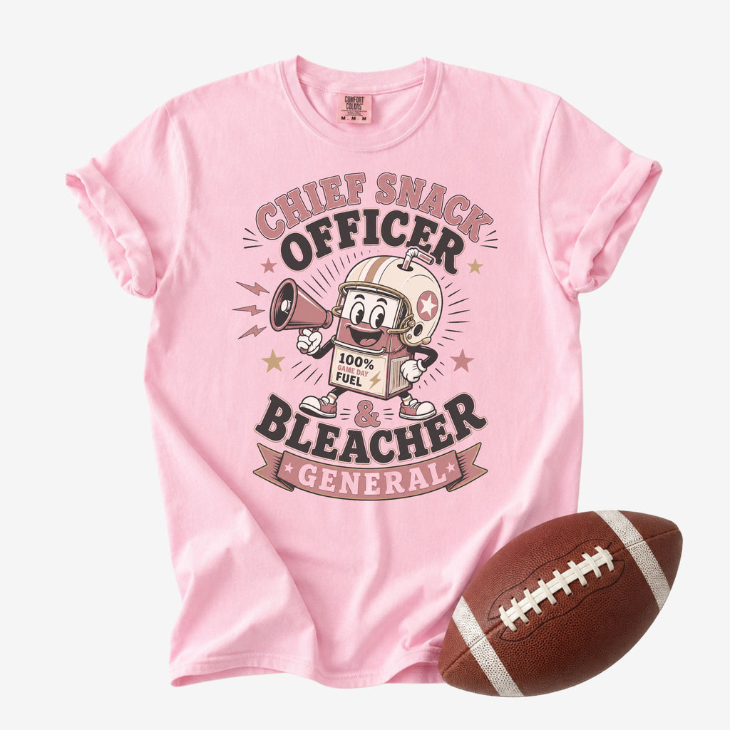 Chief Snack Officer and Bleacher General Shirt | Comfort Colors Football Mom Tee