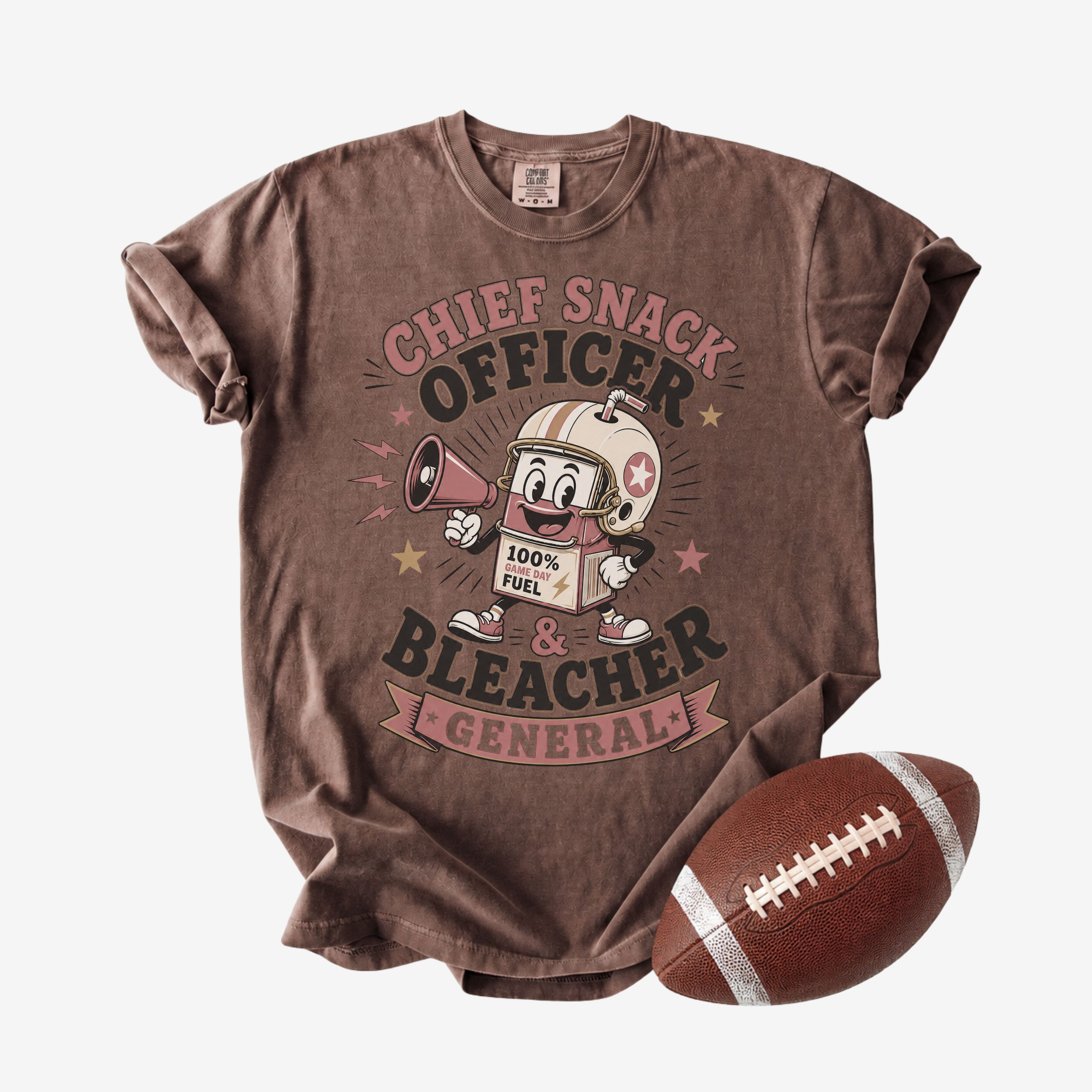 Chief Snack Officer and Bleacher General Shirt | Comfort Colors Football Mom Tee