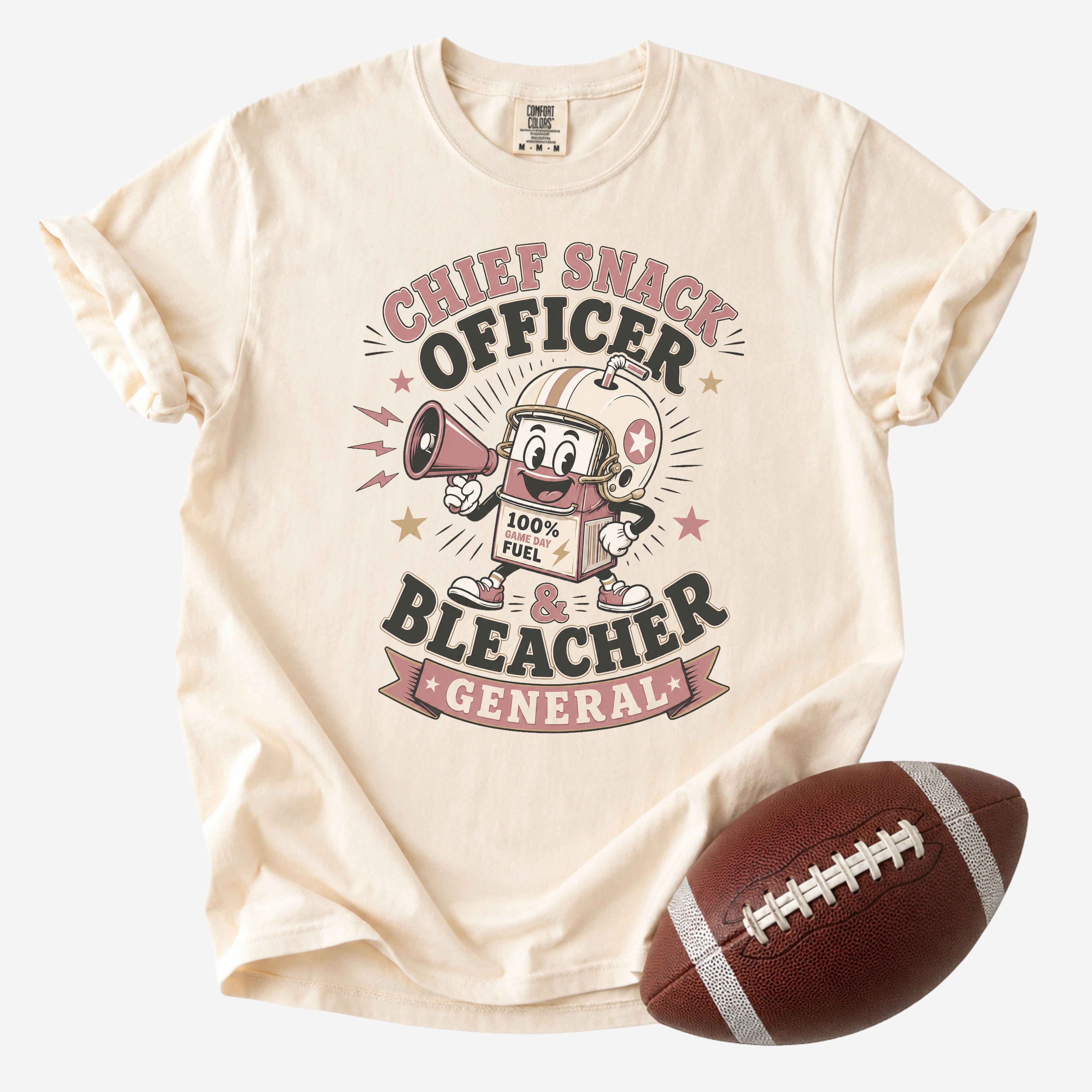 Chief Snack Officer and Bleacher General Shirt | Comfort Colors Football Mom Tee