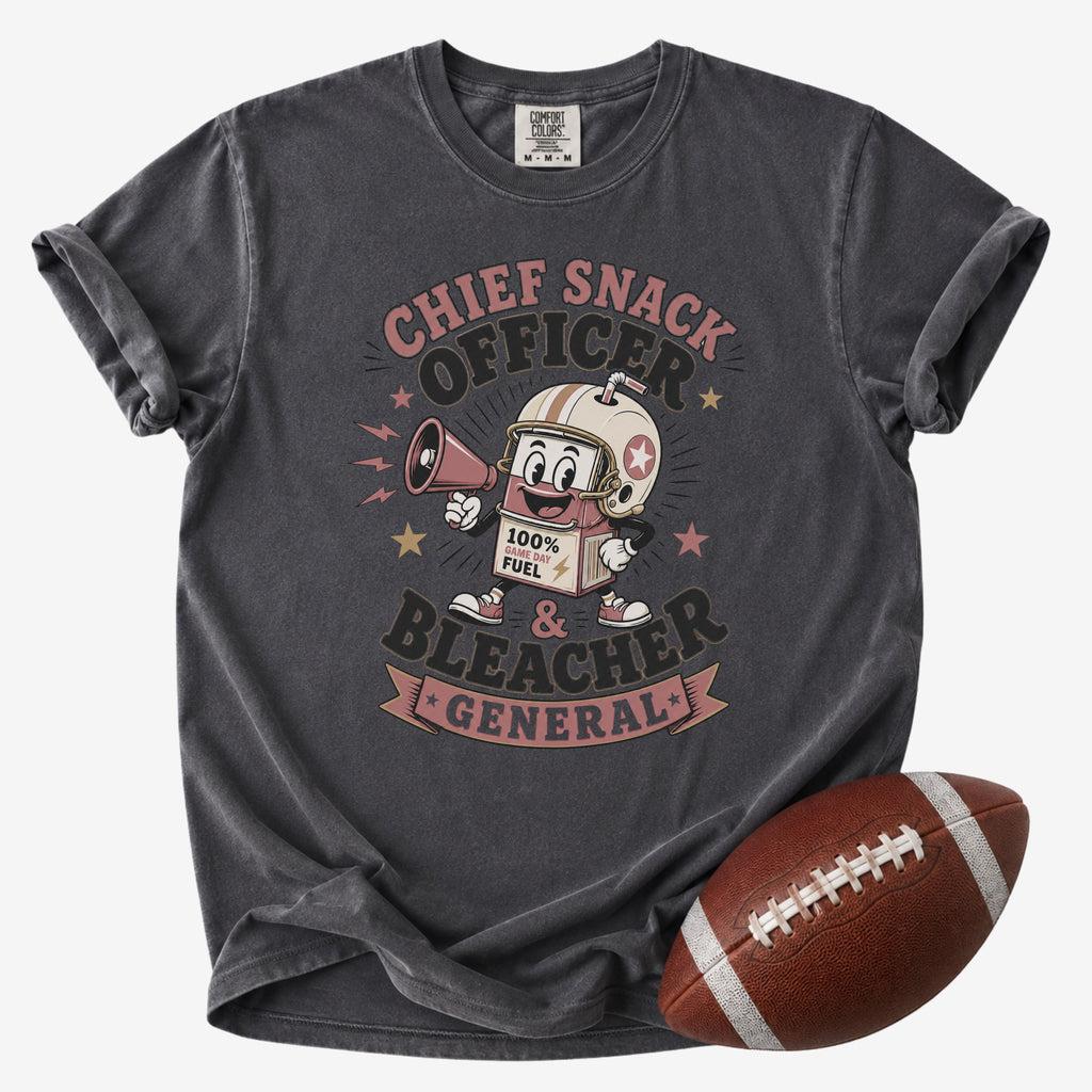 Chief Snack Officer and Bleacher General Shirt | Comfort Colors Football Mom Tee