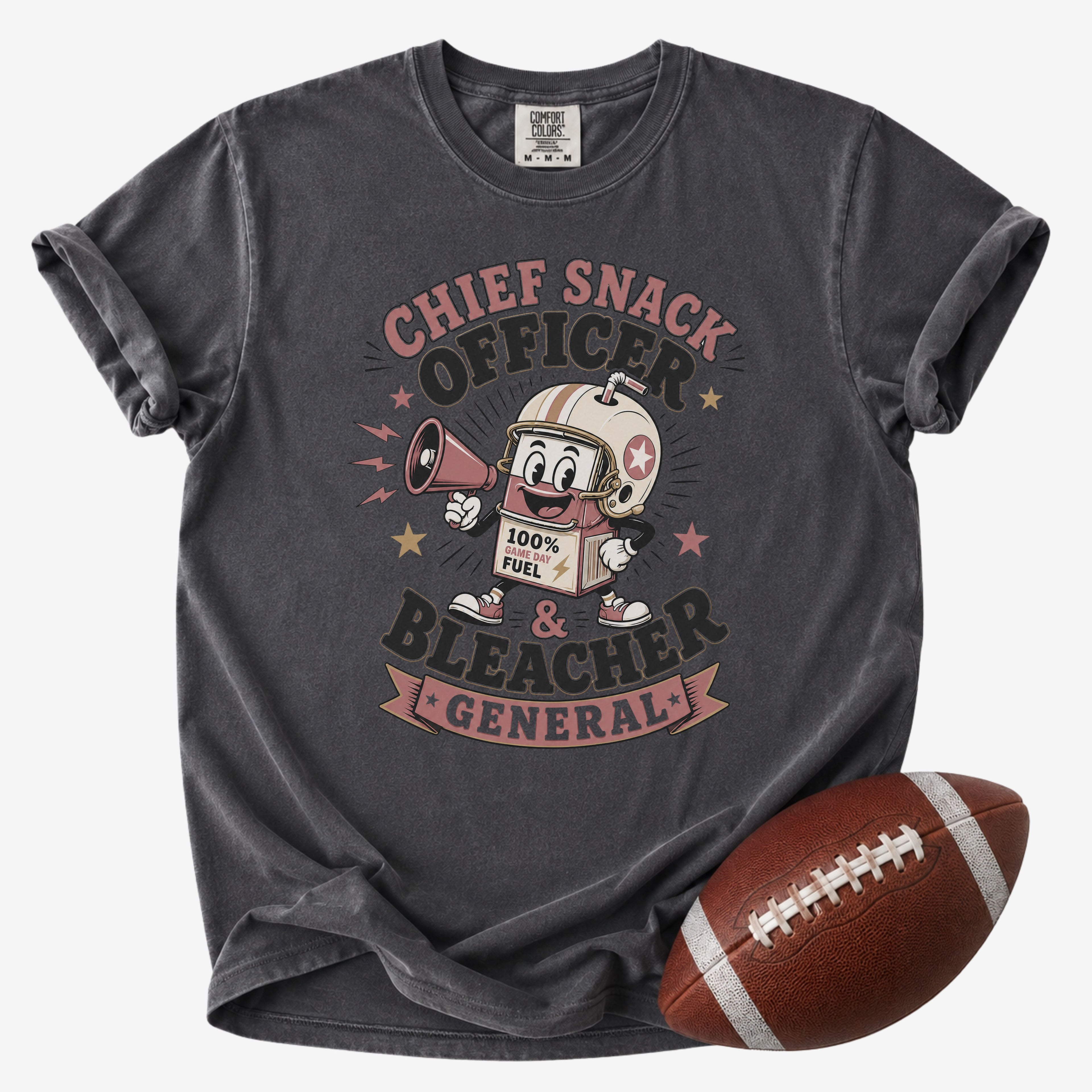 Chief Snack Officer and Bleacher General Shirt | Comfort Colors Football Mom Tee