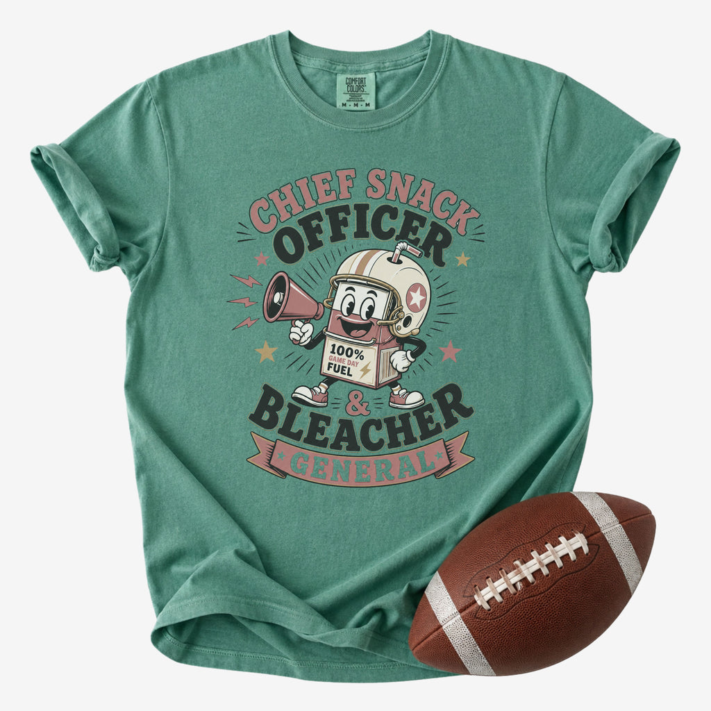 Chief Snack Officer and Bleacher General Shirt | Comfort Colors Football Mom Tee