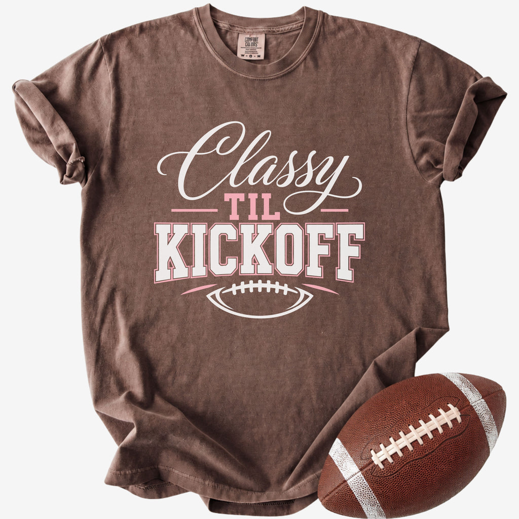 Classy Til Kickoff Shirt | Comfort Colors Football Mom Tee