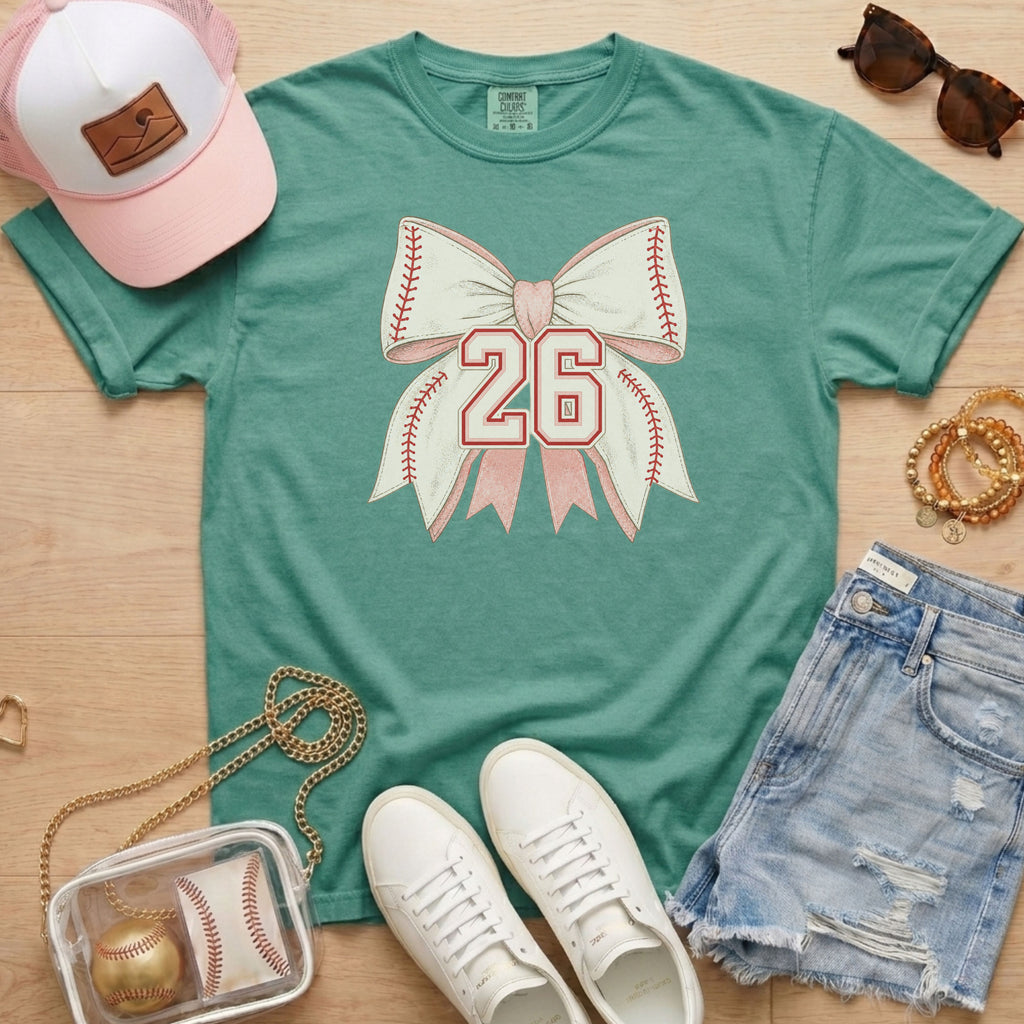 Personalized Baseball Bow T-Shirt