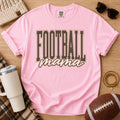 Blossom Comfort Colors football mama shirt with brown varsity design for football season.