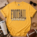 Mustard Comfort Colors football mama shirt with football mama design for fall game days.