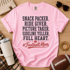 Blue Jean Comfort Colors football mom shirt with Full Heart #FootballMom design for game day.