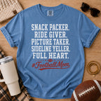 Blue Jean Comfort Colors football mom shirt with Full Heart #FootballMom design for game day.