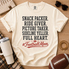 Ivory Comfort Colors football mom shirt with black and red Full Heart design for football season.