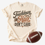 Blue Jean Comfort Colors football mom shirt with unofficial sponsor of muddy football cleats design.