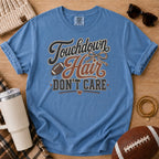 Blue Jean football mom Comfort Colors shirt with muddy football cleats design for game day.