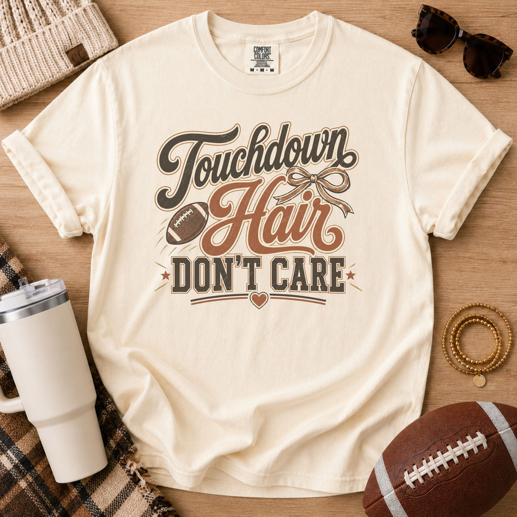 Ivory Comfort Colors football mom shirt with unofficial sponsor of muddy football cleats design.