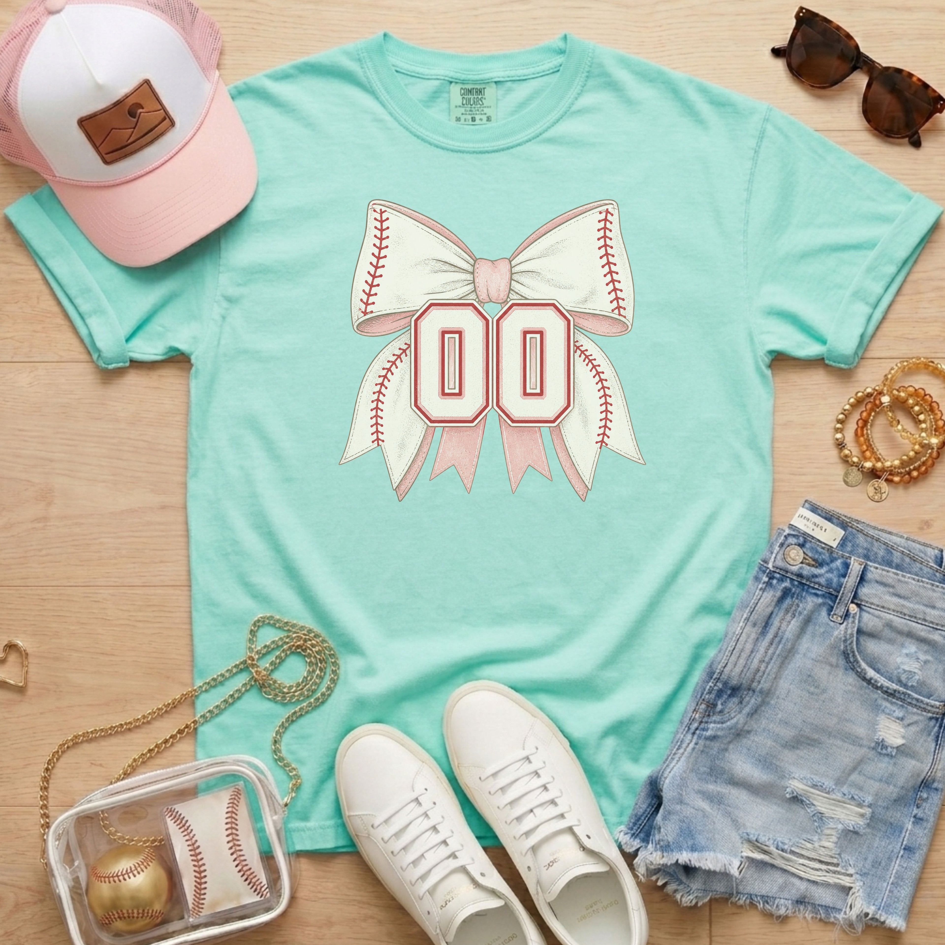 Personalized Baseball Bow T-Shirt