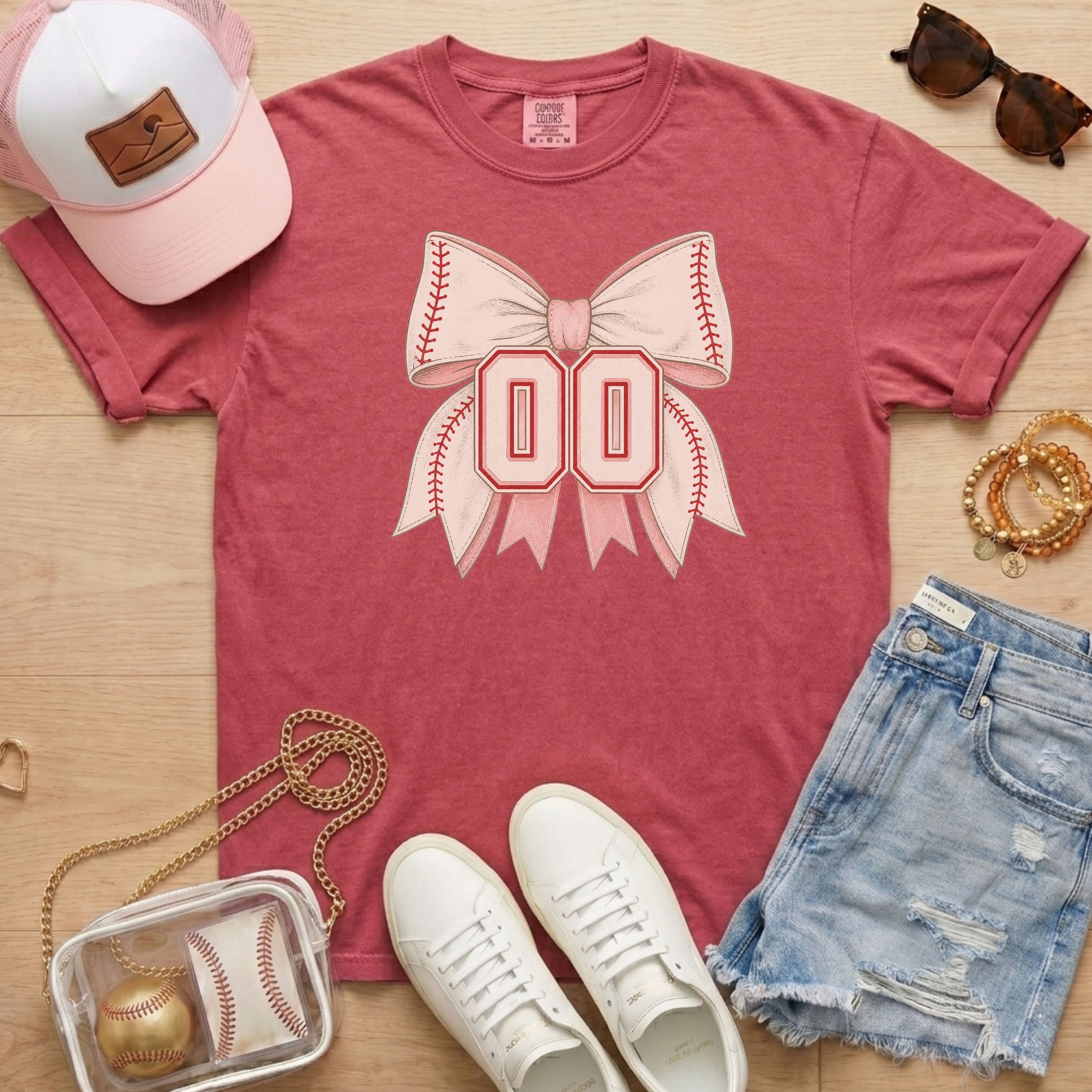 Personalized Baseball Bow T-Shirt