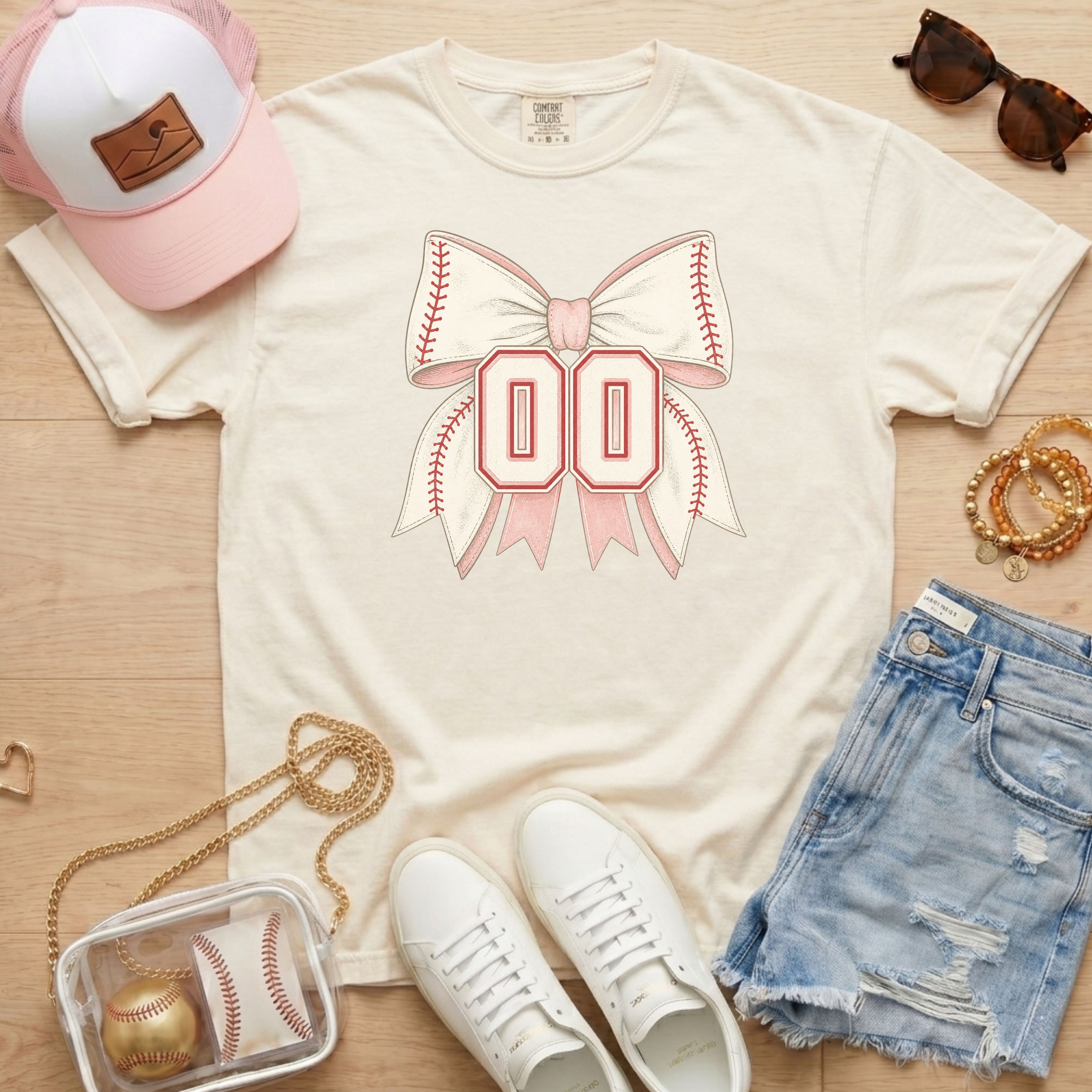 Personalized Baseball Bow T-Shirt