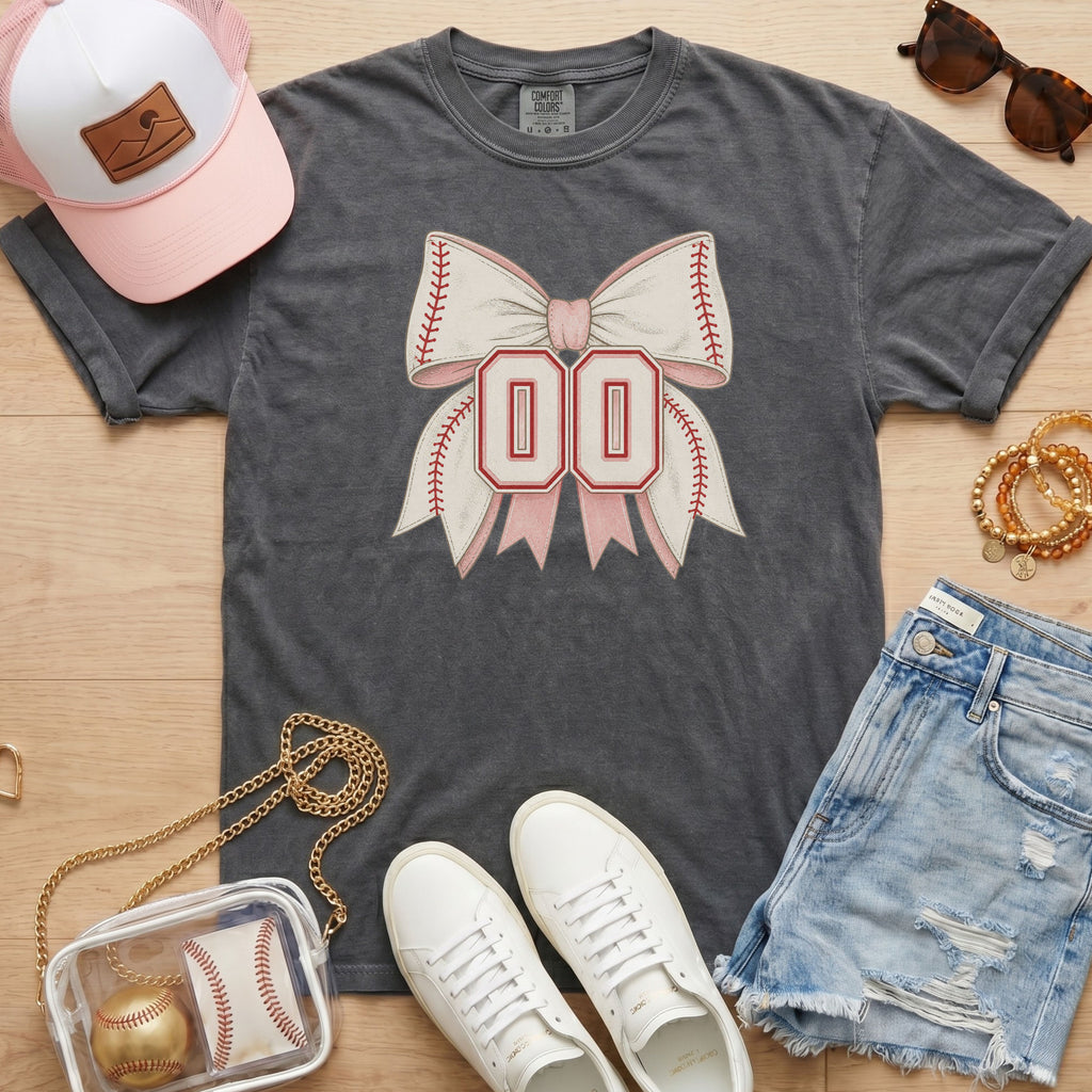 Personalized Baseball Bow T-Shirt