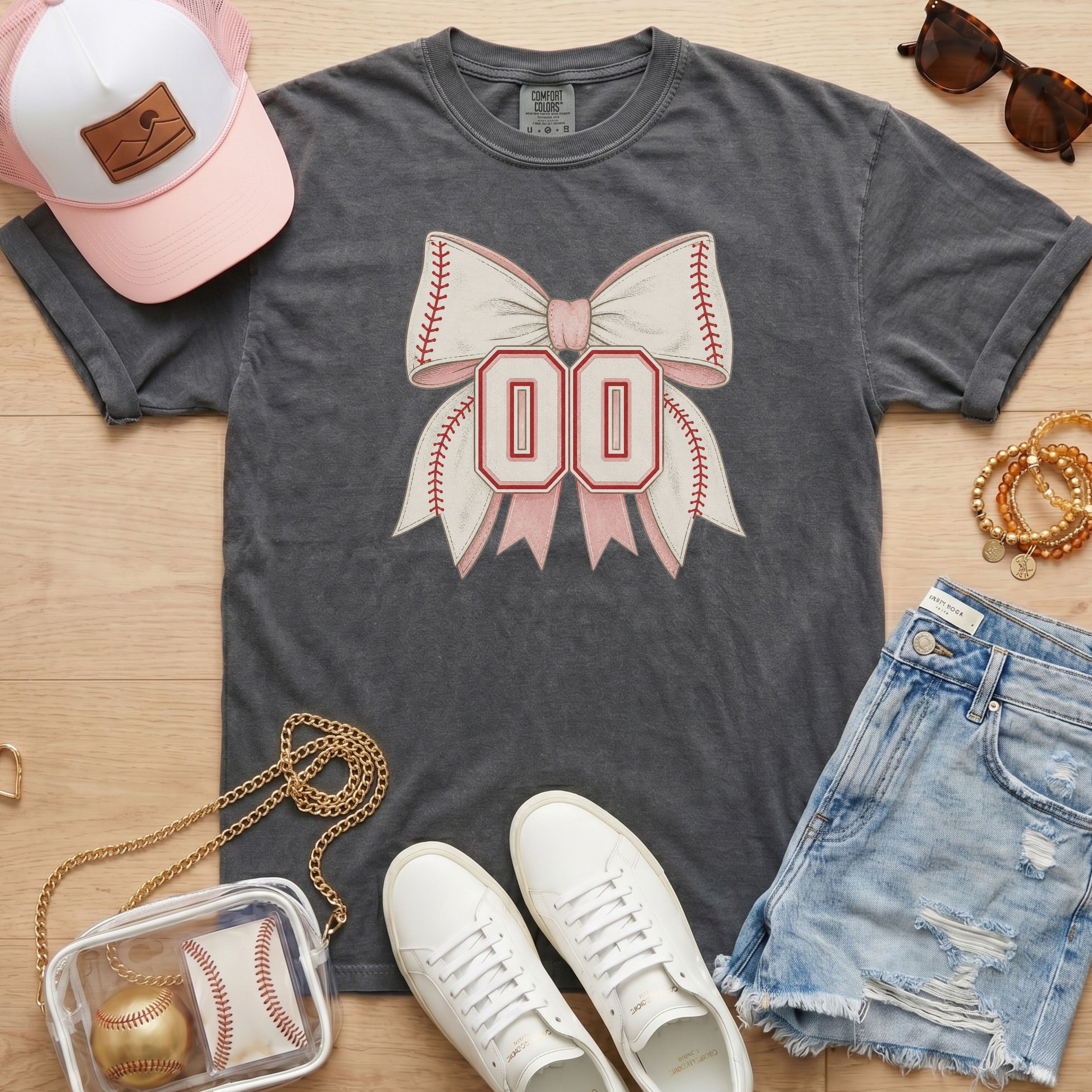 Personalized Baseball Bow T-Shirt