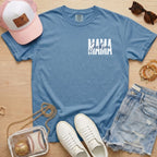 Personalized baseball mama shirt on blue jean Comfort Colors tee for baseball moms