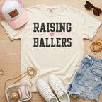 Ivory Raising Ballers T-Shirt styled for baseball mom game day outfits