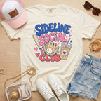 Sideline Social Club baseball mom Comfort Colors tee in ivory — relaxed fit boutique sports mom shirt