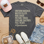 gray sports mom shirt casual baseball mom outfit for games and tournaments