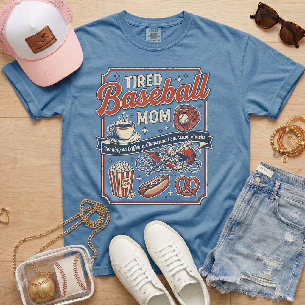 Blue Jean tired baseball mom shirt light blue relaxed fit baseball mom tee
