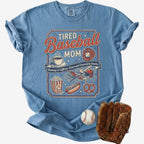 Blue: tired baseball mom shirt blue game day tee funny sports mom graphic shirt